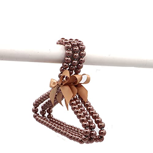 Egurs Perchas Con Perlas Y Lazo, 2 Unidades, Color Marrón, 20 Cm