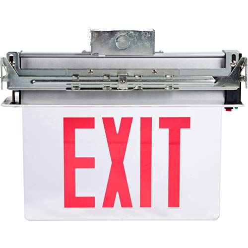 Image of inchMorris Products LED Exit Sign - Recessed Mount Edge - Red on Clear Panel, White Housing - Compact, Low-Profile Design - Single Sided Legend - Energy Efficient, High Output - 1 Count, (73331) inch