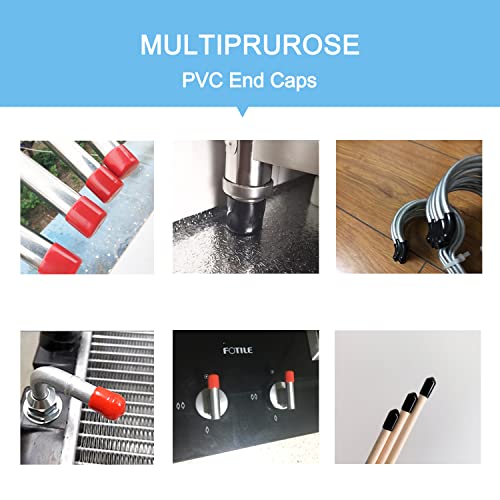 Image of Rubber Round End Cap Cover 0.08 Inch (2mm) Screw Thread Protectors PVC Flexible Tubing Pipe Protective Bolt Screw Thread Protector Safety Cover | for Pipe Post Tubing Rod Cover 50 Pcs (Black)
