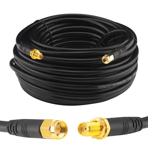 Boobrie Élevé Câble SMA 20M RG58/U Mâle à Femelle Coaxial 50 Ohms Rallonge pour Routeur WiFi 3G 4G LTE Antenne Faible Perte LAN sans Fil GPS (Pas pour TV)