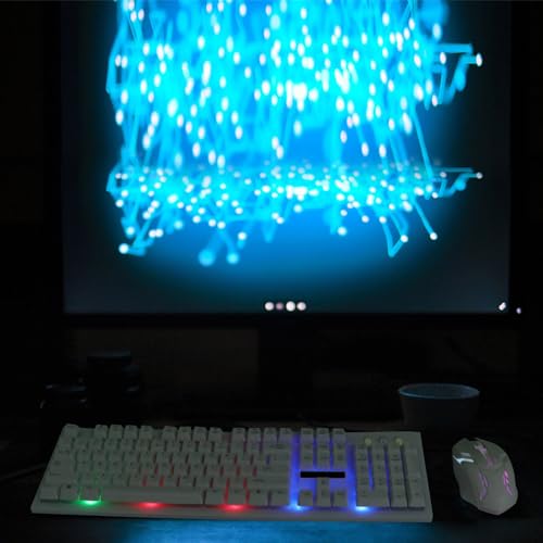 Ensemble clavier souris blanc filaire USB idéal pour vos sessions de jeu nocturnes - 5
