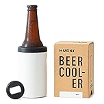 Huski Beer Cooler 2.0 | New | Premium Can and Bottle Holder | Triple Insulated Marine Grade Stainless Steel | Detachable 3-in-1 Opener | Works as a Tumbler | Best Gifts for Beer Lovers (White)