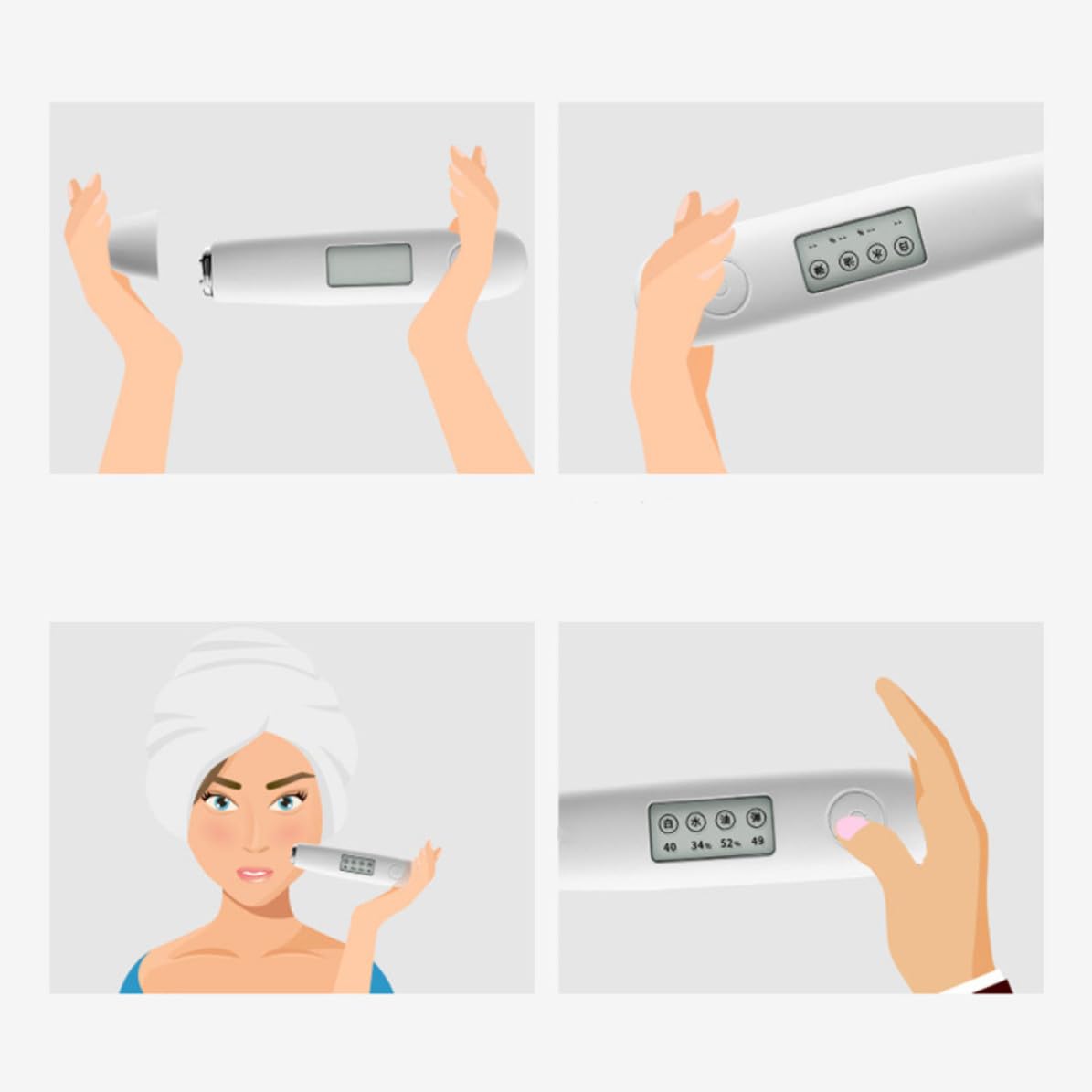 Tester Cutaneo Personale Digitale LCD per Famiglia, Bianco ABS
