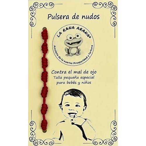 LA RANA ARANA® - Pulsera 7 nudos bebés niños roja - Hilo rojo protección...