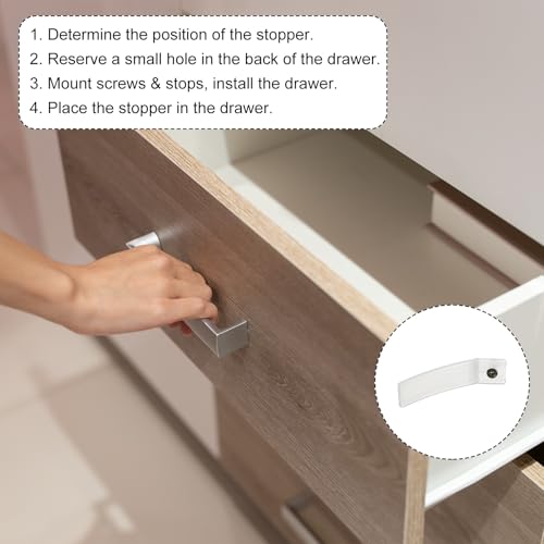 sourcing map Schubladenstopper, 10 Stück 1,97’’ - Kunststoff-Schubladenstopper, Kommode Anti-Rutsch-Stopper mit Schrauben für Möbel Schubladenreparaturwerkzeug