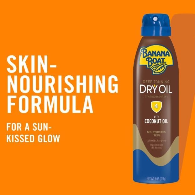 Bananas-Boat Deep Tanning Oil Spray SPF 4, Clear Dry Sunscreen Spray, Dark Tanning Oil, 6 oz (pack of 2)