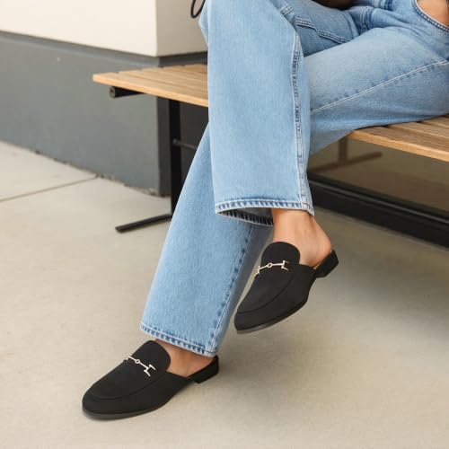 Image of DREAM PAIRS Mules for Women Flats Slip on Comfortable | Pointed Toe Slip on Slides Buckle Lightweight Loafers Shoes for Office Work Business and Casual Wear