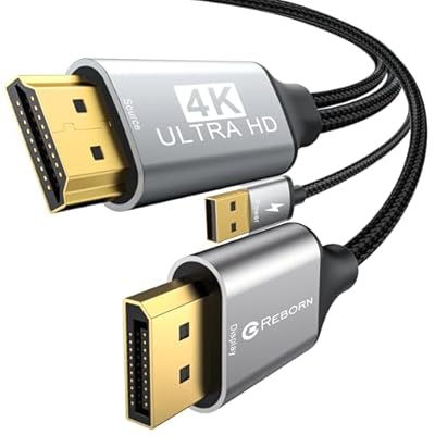 Active HDMI to DisplayPort Cable (4K 60Hz,1080p@120Hz) 6FT Uni-Directional HDMI Source to DP Monitor Adapter Display Port Cord Compatible with PC,Laptop,AMD,NVIDIA,PS5,Xbox
