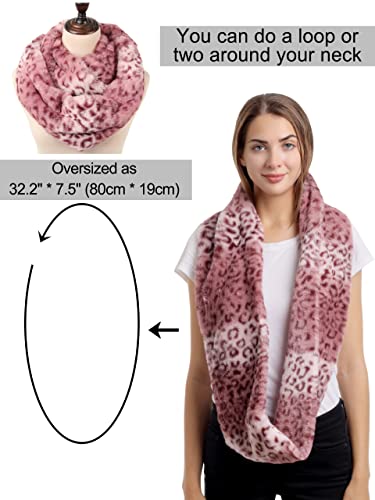 La Carrie Womens Leopard Print Infinity Scarf Loop Circle Neck Warmer (Pink Leopard) #TOP2