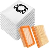 Lot de 10 sacs d'aspirateur + 2 filtres pour Kärcher 2.863-006.0 KFI 487 WD4 WD5 WD6 WD5P WD6P Premium MV4 MV5 MV6 Pièces de rechange pour aspirateur 2.863-005.0