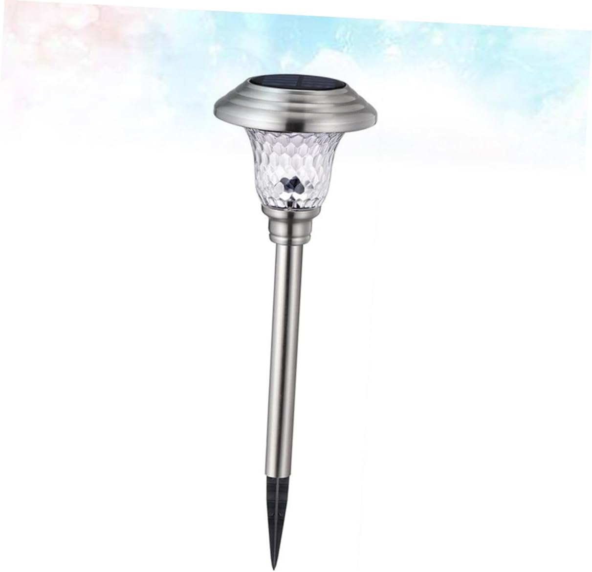 BESPORTBLE 2pcs Solar Garden Lights Stainless Steel Glass LED Landscape Stick Lamps Outdoor Lawn Pathway Patio Decor