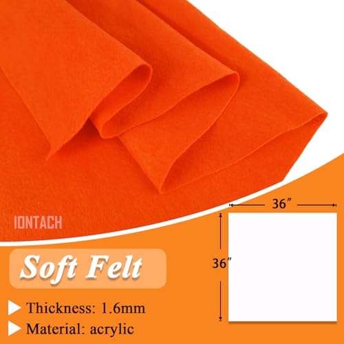 Image of IONTACH 36 inch X 36 inch Orange Soft Felt Fabric 1.6mm Thick