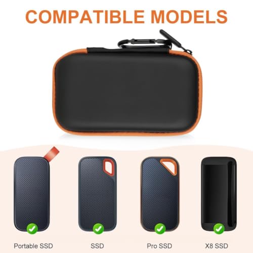Miniatura 5 de Amfun Naranja Funda De Disco Duro, Funda Protectora De Viaje Bolsa De Almacenamiento, Fundas Rígida Para Portable External,Para Fundas Estuche Para Wd My Passport Ssd