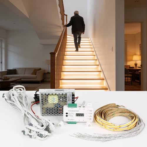 XLSBZ Illuminazione per gradini a LED con sensore di movimento, 16 livelli di luce bianca neutra (16 passi RL-STEP-05-4000K)