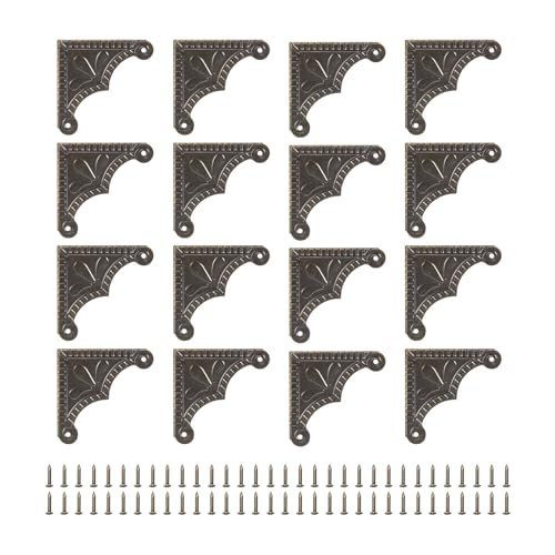 Image of uxcell 30pcs Vintage Corner Protector 1.5 inchx1.5 inchx0.3 inch Decorative Metal Edge Corner Protectors Brackets with Mounting Nails for Box Wooden Case Chest Table Desk Bronze