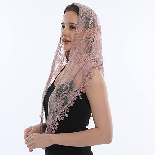 LMVERNA Lace Veil Triangle Mantilla Church Head Covering Latin Scarf for Mass Wedding Bridesmaids4