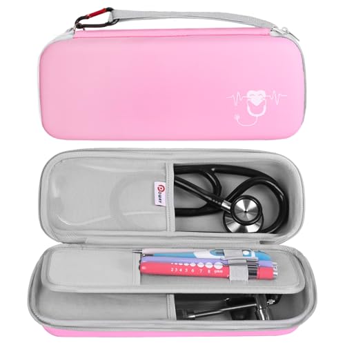 Image of Stethoscope Carrying Case, Hard Stethoscope Case Compatible for 3M Littmann Classic III, Cardiology IV Diagnostic, MDF Acoustica Stethoscopes and Other Nurse Accessories (Pink)