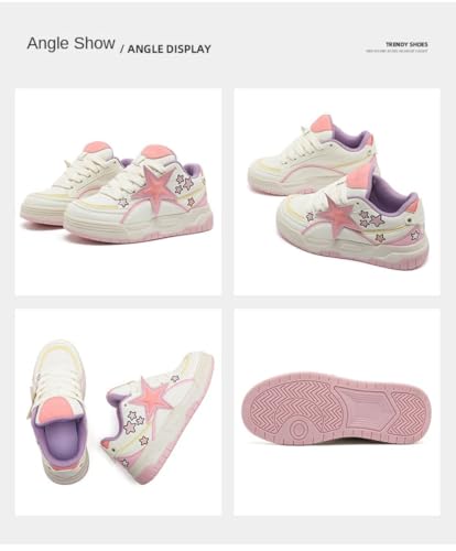 Star Shoes Chunky Sneakers Colorful Platform Cute Laces Up Athletic Streetwear for Women Stylish Comfort Slip-Resistant3