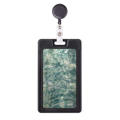 Étui en cuir bleu foncé porte-badge et carte à bobine rétractable