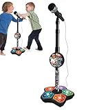 Woalopted Máquina de karaoke portátil para niños, juguete vocal con altura ajustable, micrófono para niños con soporte, micrófono resistente y duradero para niños, juguete de cantar con luz de pie