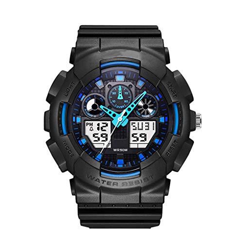 Yihaifu Hombres Relojes Deportivos Doble Pantalla del Reloj analógico Digital Boy Cuarzo Relojes de Pulsera electrónica de LED a Prueba de Agua Natación Boy Watch