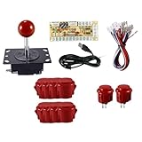 DeeRace 1人用アーケードゲーム DIYパーツ ジョイスティック組み立て DIYプロジェクト スナップオンボタン付きプロ仕様コンポーネント USBエンコーダー, 赤