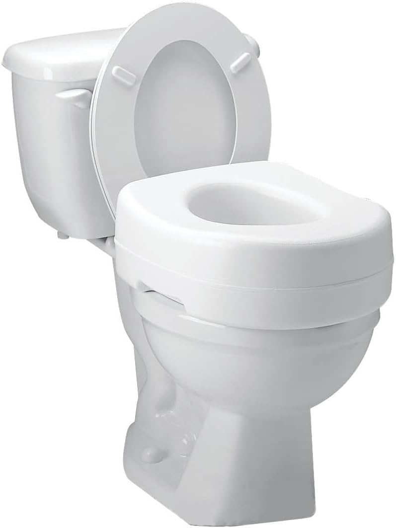 Carex Toilet Seat Riser, Adds 5 Inches of Height, Elevated and Raised Toilet Seat with 300 lbs Capacity, Standard Riser for Elderly and Handicap, Universal, Slip-Resistant, White