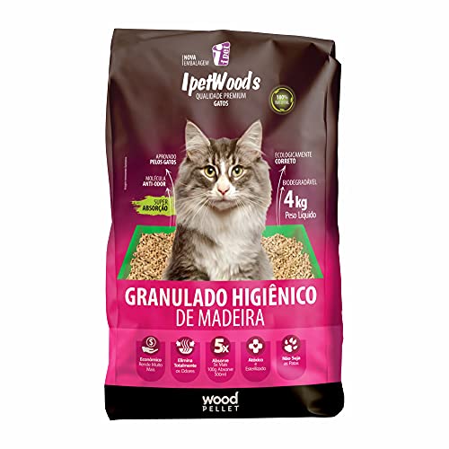Granulado Higiênico de Madeira Ipet Wood'S P/ Gatos 4Kg IPET para Gatos