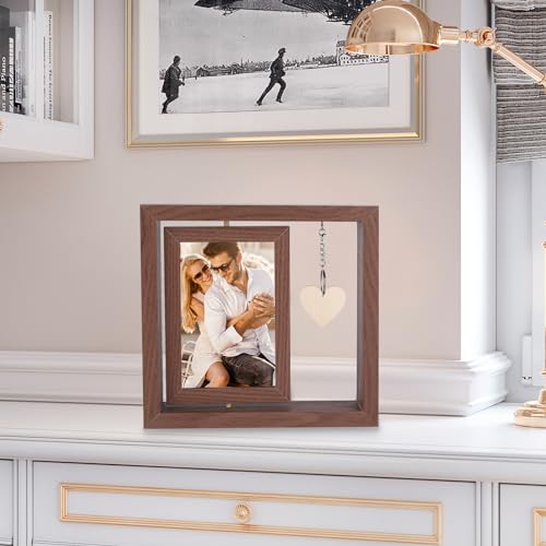 LTXDJ Draaibare fotolijst voor 2 foto's, 4 x 6 cm, houten Newlywed jubileum, fotolijst, paar, cadeau voor hem en haar, gepersonaliseerd fotocadeau voor bruiloft, Valentijnsdag, Moederdag, beste vriend - Image 7