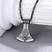 KoyeKei Black Viking Axe Necklace for Men 925 Sterling Silver Norse Axe Pendant Pagan Jewelry Nordic Halloween Gifts for Boyfriend Large