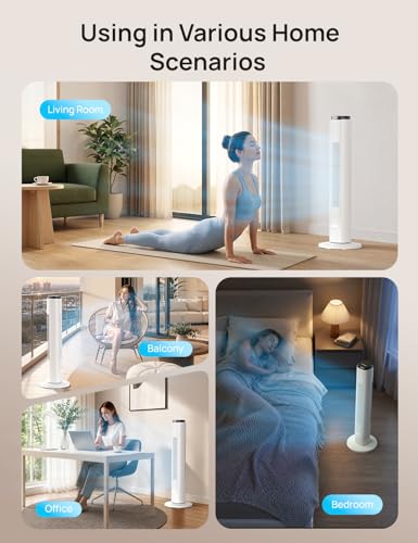 Image of ZAFRO Tower Fan for Bedroom, 37'' Cooling Fans with 4 Modes 6 Speeds, 26 ft /s Velocity, 28dB Quiet for Sleep, LED Touchpad & 12H Timer, 90 Oscillating Floor Fans that Blow Cold Air, White