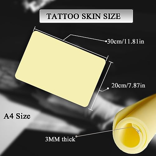 Rayyl 4PCS A4 Tattoo Practice Skin - 3mm Double Sided Silicone Fake Skin for Beginners and Experienced Tattooists (30 x 20 x 0.3cm) - Image 2