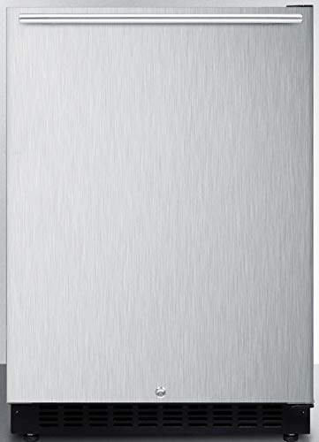 Summit Appliance Al54Sshh Built-In Undercounter Ada Compliant 4.8 Cu.ft. 24" Wide All-Refrigerator With Wrapped Stainless Steel Door, Horizontal Handle, Black Cabinet, Door Storage And Digital Control #TOP23