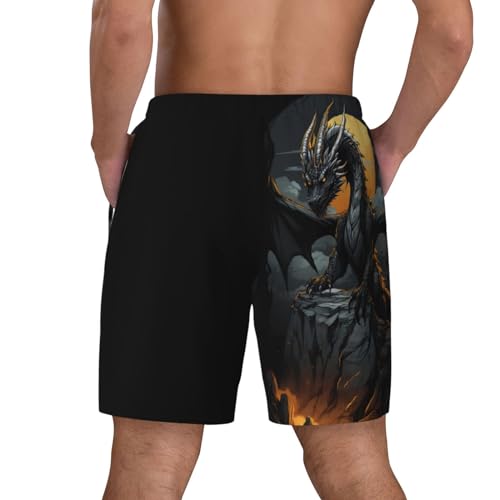 Full Moon Black Dragon Funny Men's Swim Trunks Board Shorts Quick Dry-4