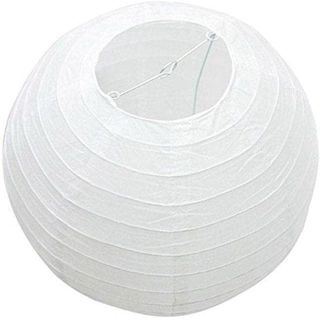 M/M Paper Lanterns Round White Light Shade Lantern Large Circle Ceiling Lightshade Hanging Lampshade Assorted Decorations for Wedding Party Celebration, 25cm
