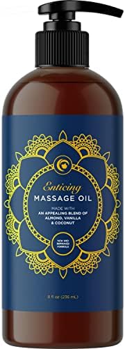 Vanilla Massage Oil for Massage Therapy - Luxurious Easy Glide Non Sticky Sweet Vanilla Body Oil Massage Formula with Silky Smooth Sweet Almond Oil Coconut and Jojoba - Vegan Non GMO and Gluten Free