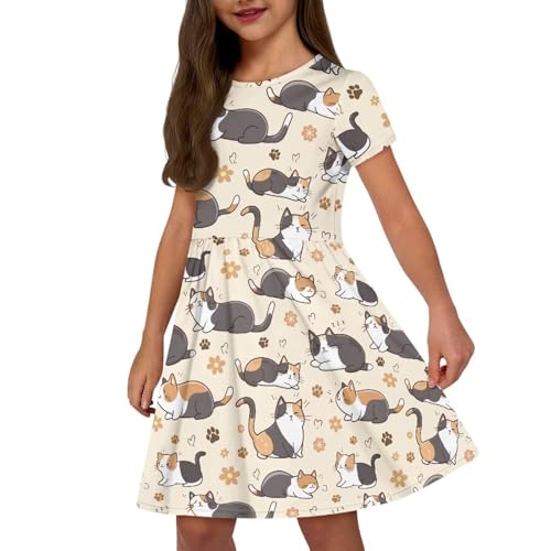 Image of Short Sleeve Dress for Girls with Pockets Cute Toddler Girl Clothes Summer 2-12