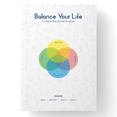 Image of Balance Your Life - Daily Undated Planner and Journal | Wellness Habit Tracker | Boost Work Productivity | Gratitude & Mental Wellbeing | Budget Management | 4-Month Program | 5-Star Product (Polar White)
