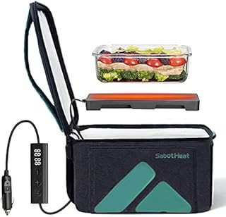 SabotHeat Smart Portable Oven for Car - 6 Adjustable Heat Levels & Timer Fast Heating Portable Food Warmer Lunch Box with for Reheating & Cooking, Lunch Box Warmer for Work, Trip, Camping, 12V90W