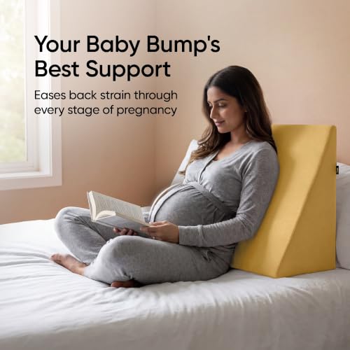 Image of Frido Wedge Plus Cushion for Sleeping & Acid Reflux Relief | Memory Foam Pillow | High Resillience Foam | Orthopedic Wedge Cushion for Leg Elevator | Pregnancy | GERD | Mustard Yellow- Pack of 1