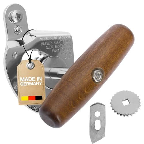 Westmark Set da 3 Pezzi, 1 Apriscatole Professionale Titan + 1 Coltello di Ricambio + 1 Rotella di Ricambio, Acciaio/Legno/Acciaio Laccato, Argento/Marrone/Nero, 122422E6