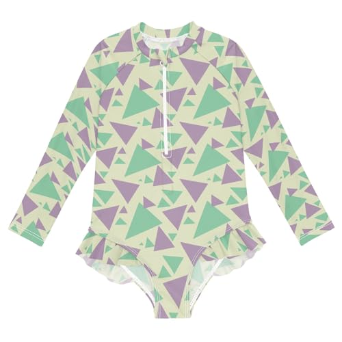 Traje de baño de una pieza infantil con diseño geométrico colorido para niñas de 3 a 12 años