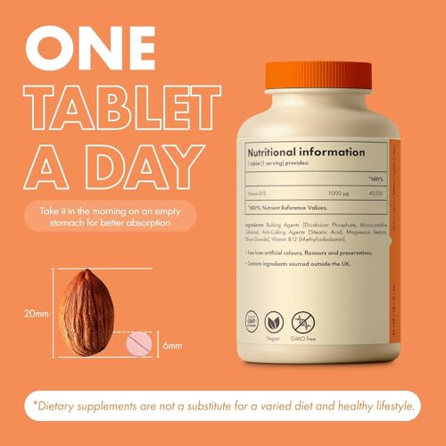 Incite Nutrition Vitamin B12 Tablets 1000 mcg. +1 Year Supply of High Strength Methylcobalamin. Boost Energy and Support Nervous System. Easy to Swallow, Non-GMO, and Suitable for Vegetarians & Vegans - Image 8