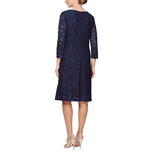 Image of Alex Evenings Womens Midi Scoop Neck Shift Dress with Jacket (Petite and Regular)