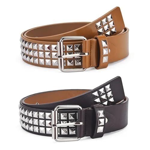 Womens Belt Square Bead Rivet Belt Metal Pyramid Jeans Women's Belts4