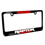 iPick Image Made for Ford F-150 Raptor Red Racing Stripe Black Metal License Plate Frame