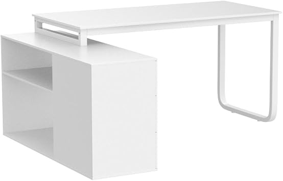 FUFU&GAGA 55.1 Large L-Shaped Office Desk with 41.3 File Cabinet, Corner Computer Desk with 3 Drawers & 2 Shelves, Workstation Executive Desk with Storage Shelf for Home Office - Beige