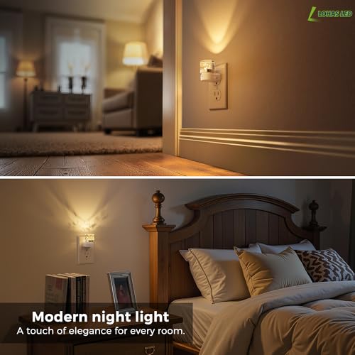 Image of L LOHAS LED Night Lights Plug into Wall, 2 Pack 3000K /4000k /5000K Adjustable Color Temperature Bubble Night Light, Dusk to Dawn Sensor for Hallway, Bathroom, Rooms