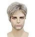 Lydell Men Wig Natural Short Straight Hair Synthetic Full Wigs (48T Light Gray with Dark Root)
