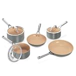 Ninja Extended Life 5-Piece Ceramic Cookware Set (20 & 24 cm Frying Pans + 16, 18 & 20 cm Saucepans & Lids), Non-Stick Coating (No PFA's, PFOAs), Oven-safe up to 285°C, CW95000EUUKDB